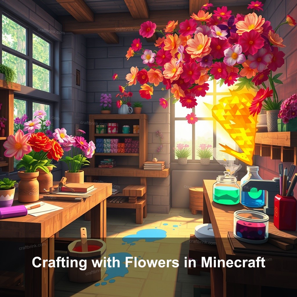 Crafting with Flowers in Minecraft