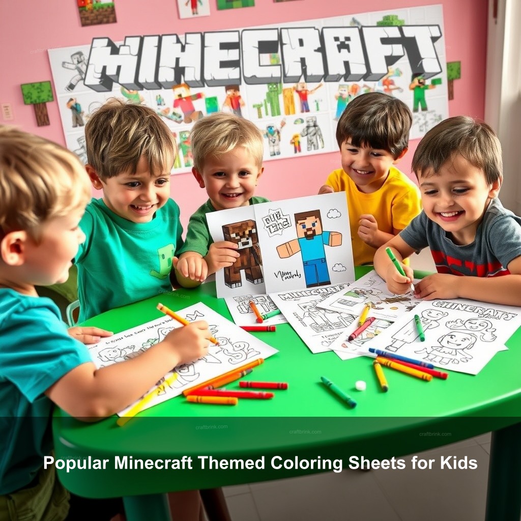 Popular Minecraft Themed Coloring Sheets for Kids
